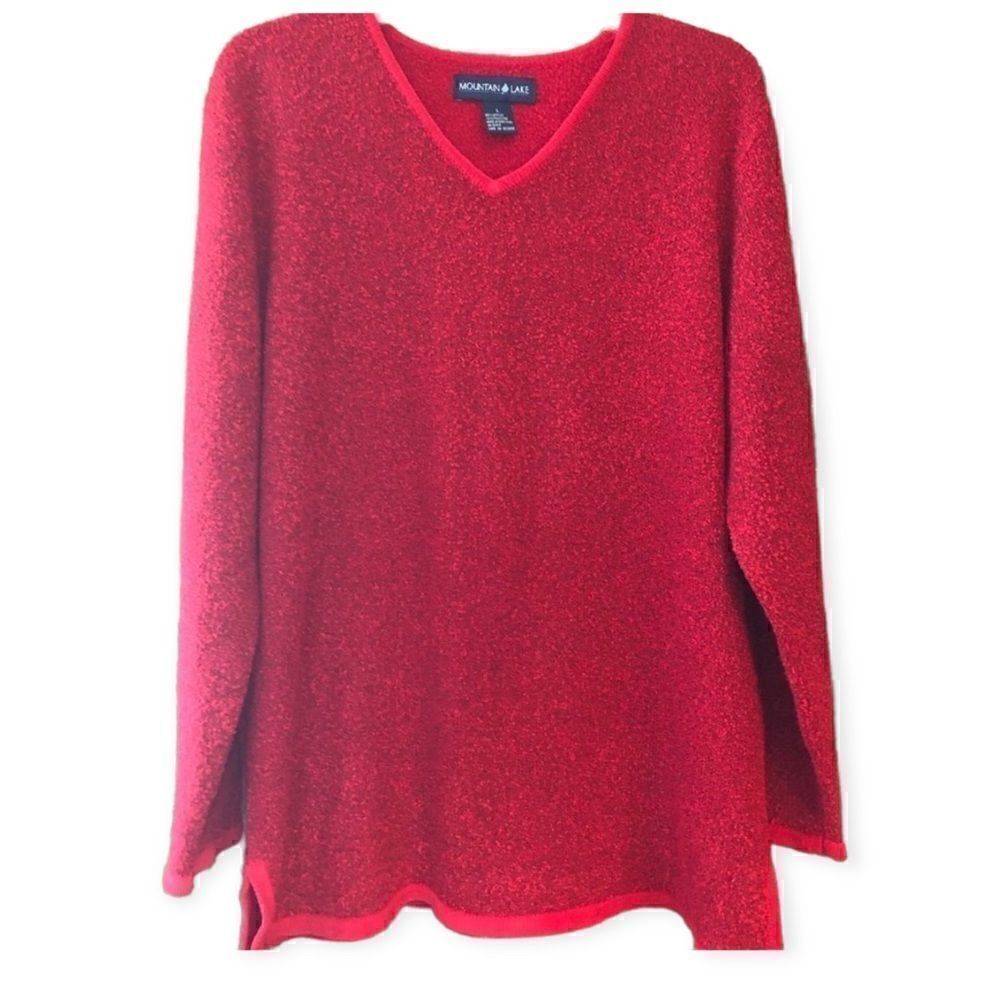 Mountain Lake Sz L Red Oversized Cozy Fleece Pull On Outdoor Weekend Sweater